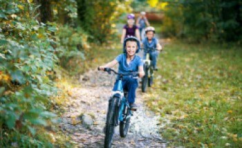 Children cycling in Northumberland